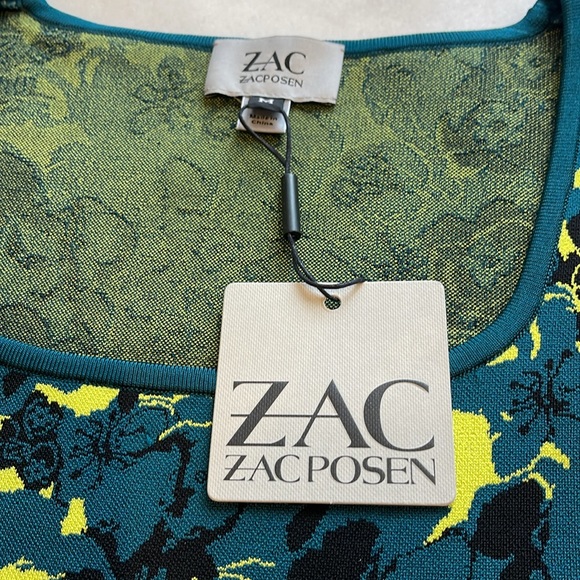 NWT ZAC BY ZAC POSEN STRETCH KNIT BODY CON DRESS IN GREEN FLORAL. M - Picture 11 of 11